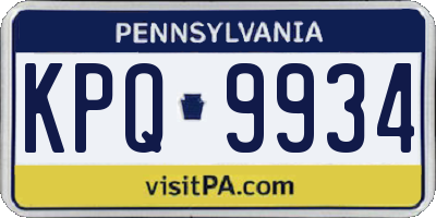PA license plate KPQ9934