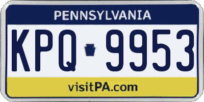 PA license plate KPQ9953