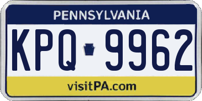 PA license plate KPQ9962