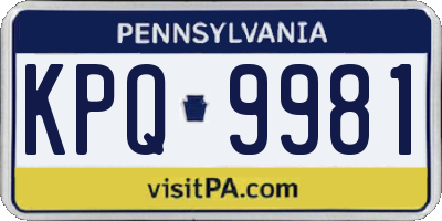 PA license plate KPQ9981