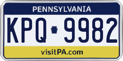 PA license plate KPQ9982