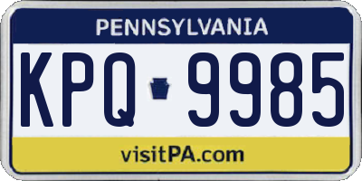 PA license plate KPQ9985