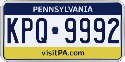 PA license plate KPQ9992