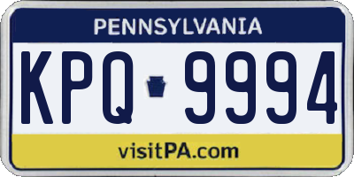 PA license plate KPQ9994
