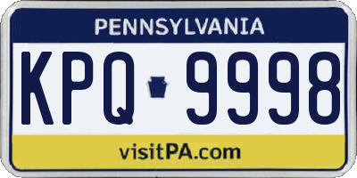 PA license plate KPQ9998