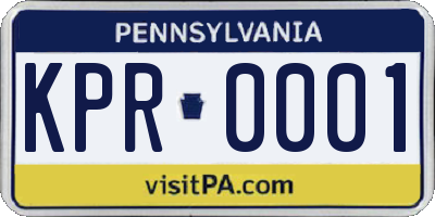 PA license plate KPR0001