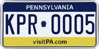 PA license plate KPR0005