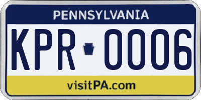 PA license plate KPR0006