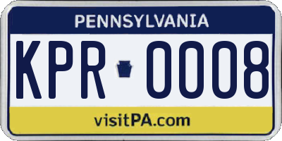 PA license plate KPR0008