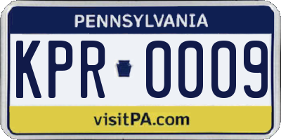 PA license plate KPR0009