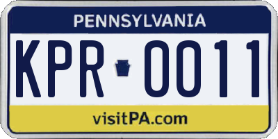 PA license plate KPR0011