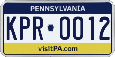 PA license plate KPR0012