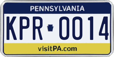 PA license plate KPR0014