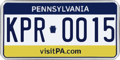 PA license plate KPR0015