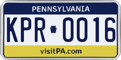 PA license plate KPR0016