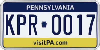 PA license plate KPR0017
