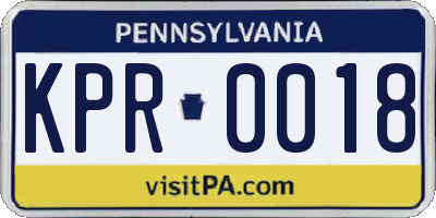 PA license plate KPR0018