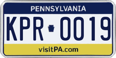 PA license plate KPR0019