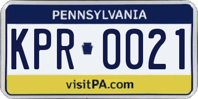 PA license plate KPR0021