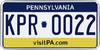 PA license plate KPR0022