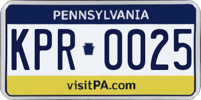 PA license plate KPR0025