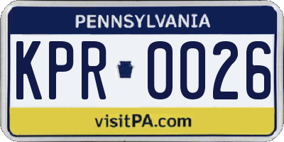 PA license plate KPR0026