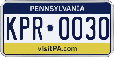 PA license plate KPR0030