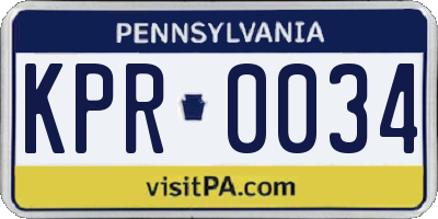 PA license plate KPR0034