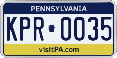 PA license plate KPR0035
