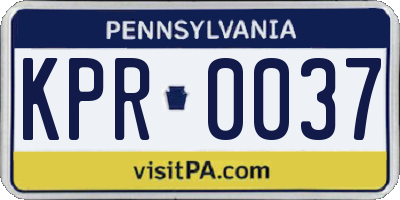 PA license plate KPR0037