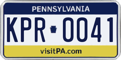PA license plate KPR0041