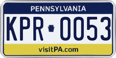 PA license plate KPR0053