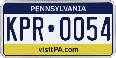 PA license plate KPR0054
