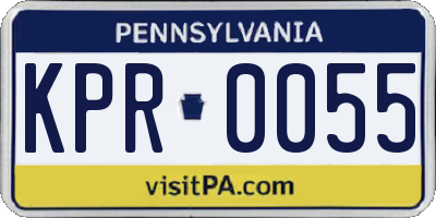 PA license plate KPR0055