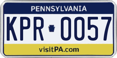 PA license plate KPR0057