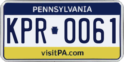 PA license plate KPR0061