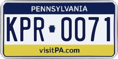 PA license plate KPR0071