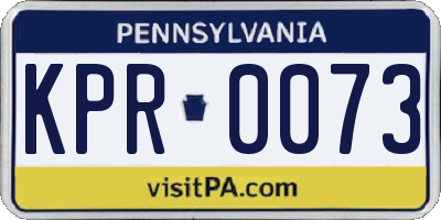 PA license plate KPR0073