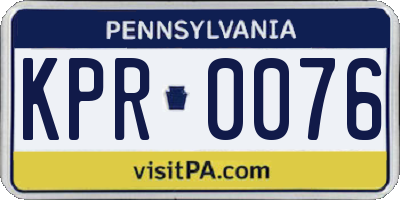 PA license plate KPR0076