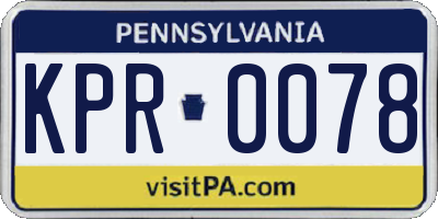 PA license plate KPR0078