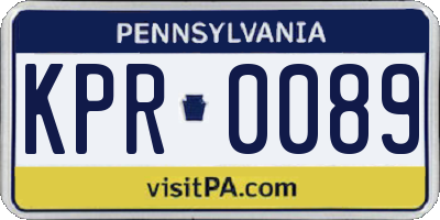 PA license plate KPR0089