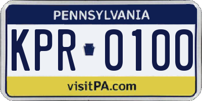PA license plate KPR0100