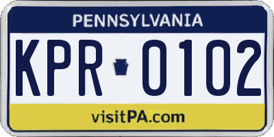PA license plate KPR0102
