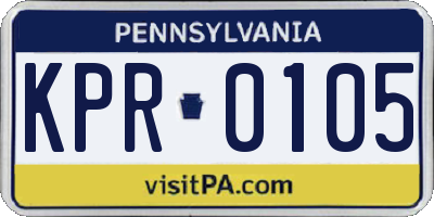 PA license plate KPR0105