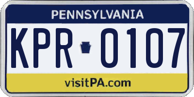 PA license plate KPR0107