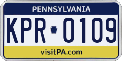 PA license plate KPR0109
