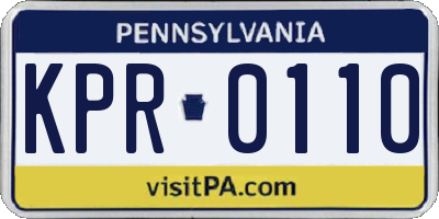 PA license plate KPR0110