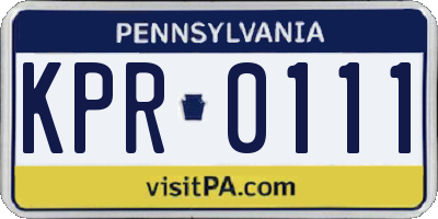 PA license plate KPR0111