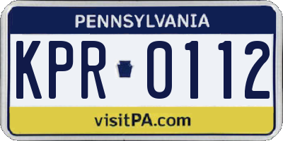 PA license plate KPR0112