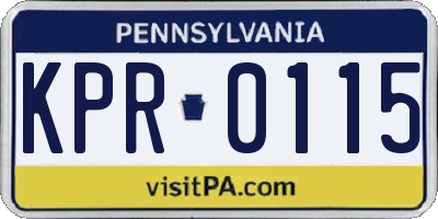 PA license plate KPR0115